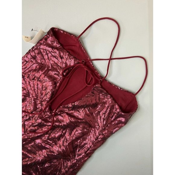 Cosmopolitan Dress the population small Kimberly sequin mini dress cranberry NWT - Picture 9 of 9